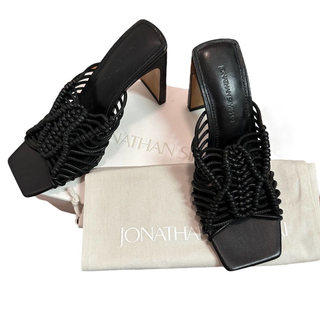 New Jonathan Simkhai Niki Strappy Square Toe Sandal Black